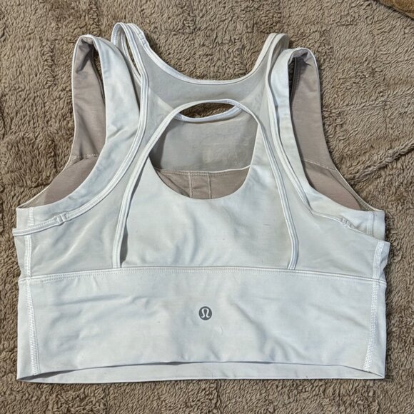 Lululemon Double Tap II Sports Workout Gym Bra White Luxtreme Mesh Size 8 - Picture 4 of 9